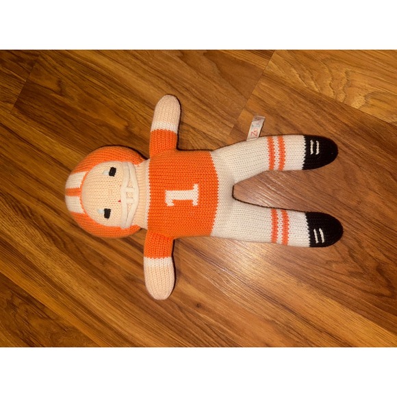 Zutano Football Player Plush Stuffed Animal Toy Orange White‎ #1 Knit - Picture 2 of 3